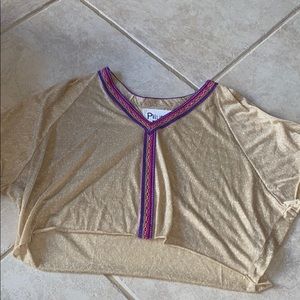 Cream blouse with multi colored detailing